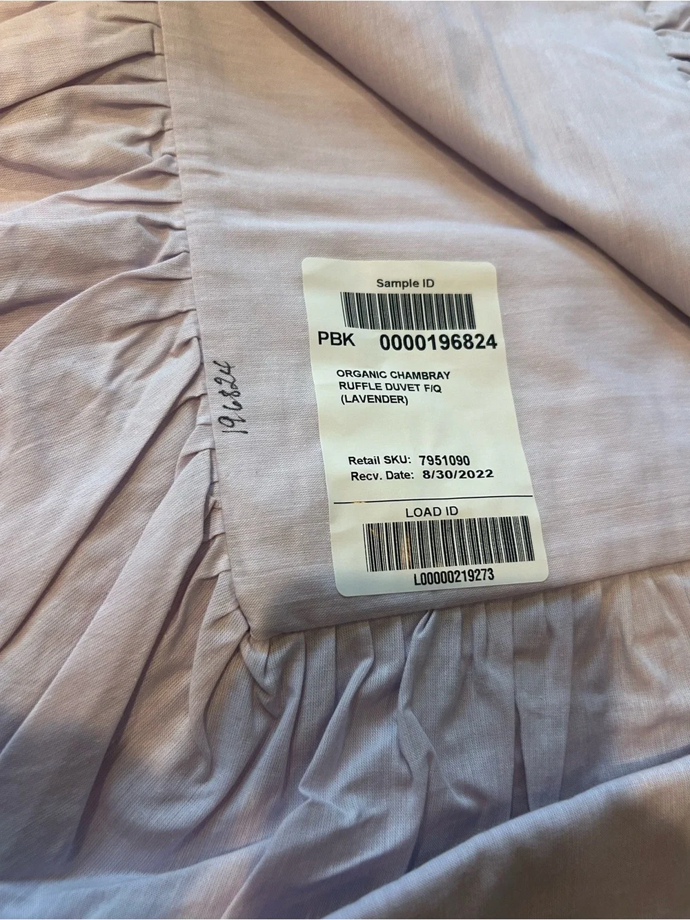 Pottery Barn Chambray Ruffle Duvet Cover Lavender Purple Full Queen NWOT